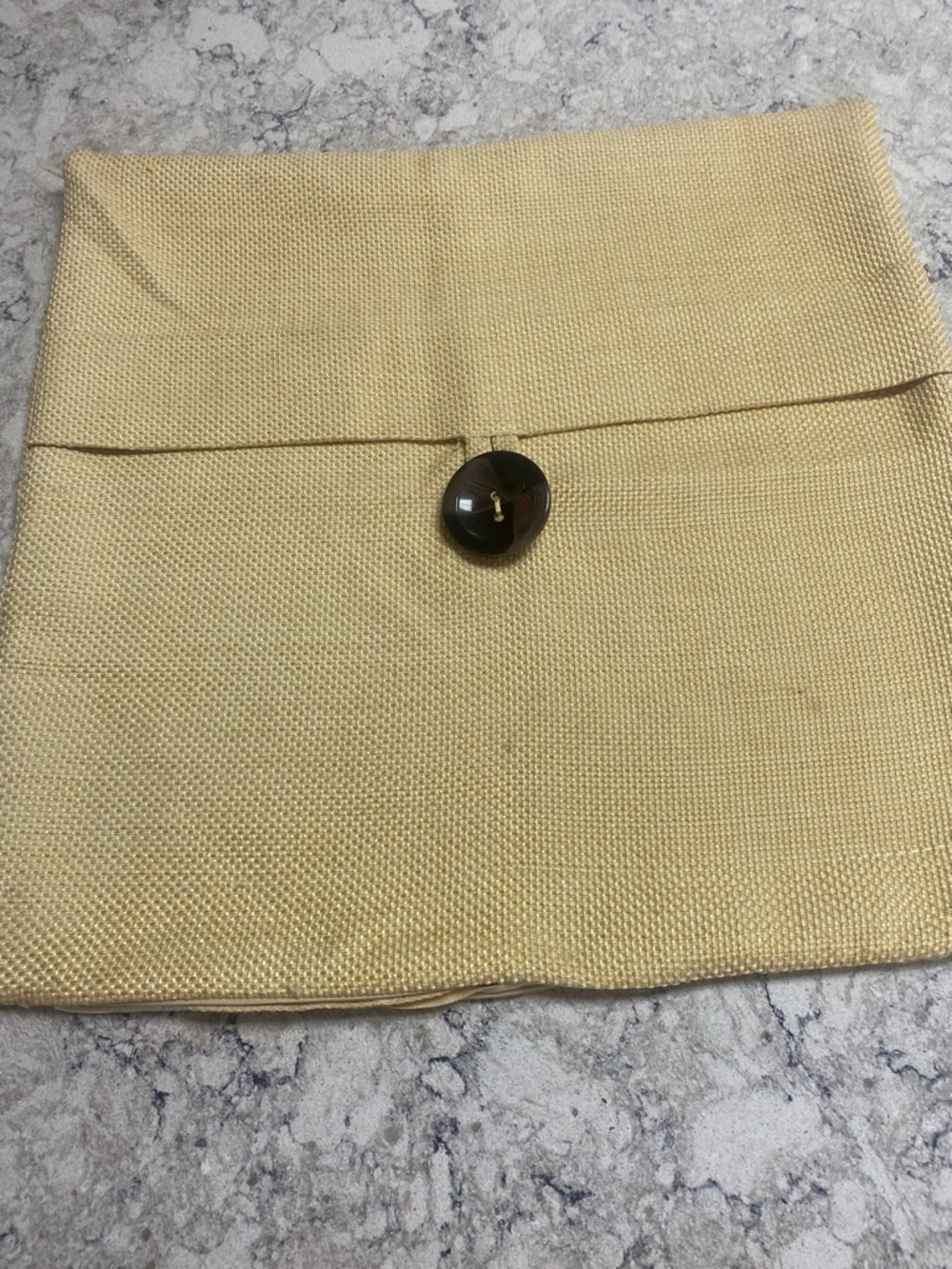 Pottery Barn Yellow Textured Accent Pillow Cover with Button Closure